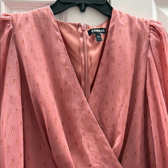 Express Pink and Gold Ruched Dress - Picture 3 of 5